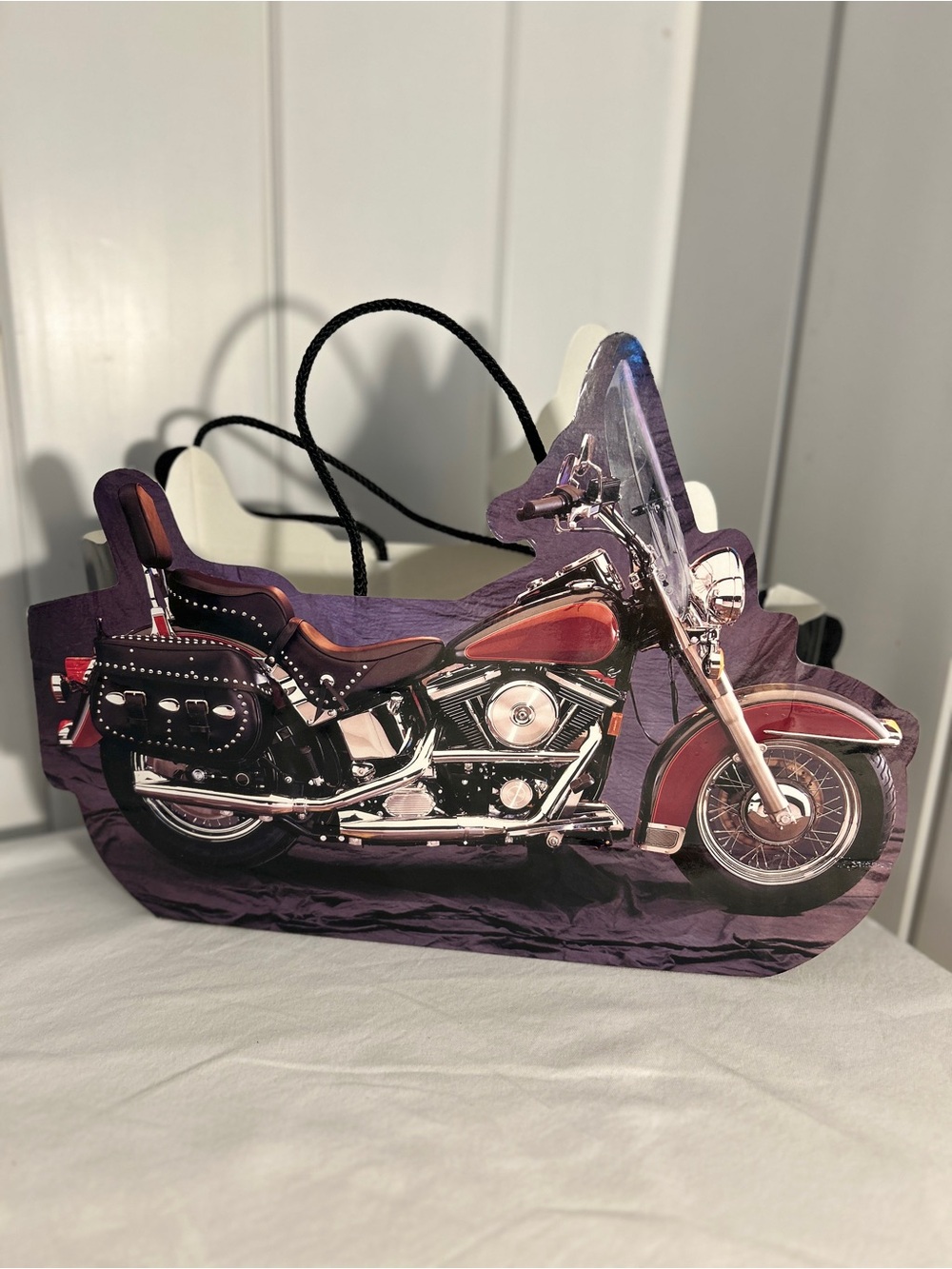 Vintage 90s Hallmark Shaped Die-Cut Motorcycle Gift Bag 1998